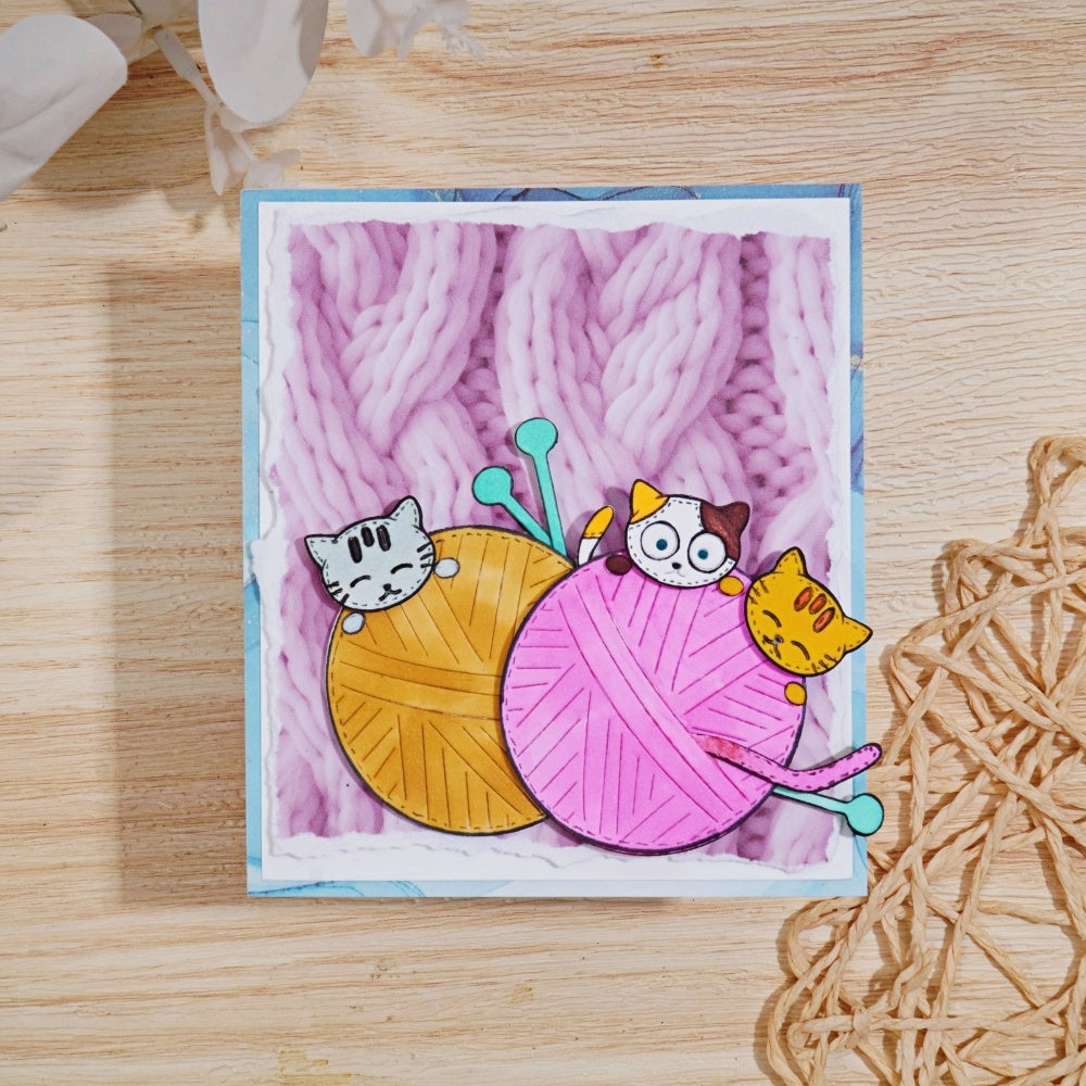 Kokorosa Metal Cutting Dies with Yarn Ball and Cats
