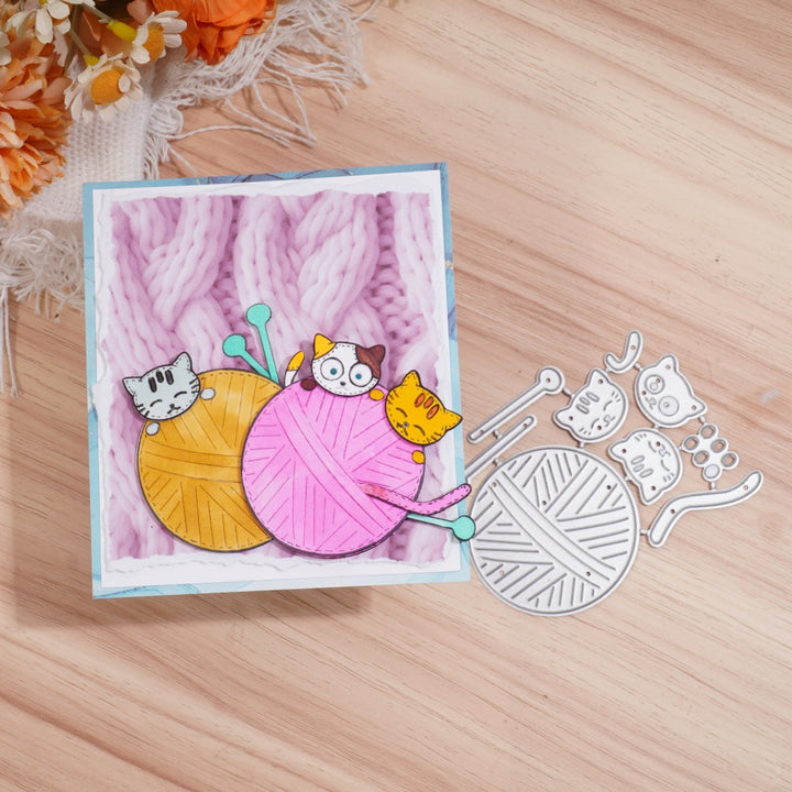 Kokorosa Metal Cutting Dies with Yarn Ball and Cats
