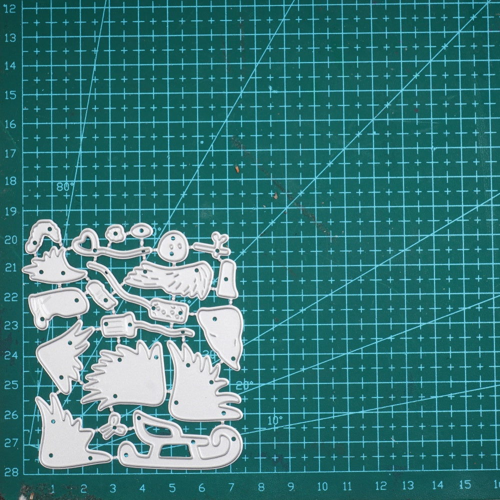 Kokorosa Metal Cutting Dies with Santa Claus Skiing and Carrying a Christmas Tree