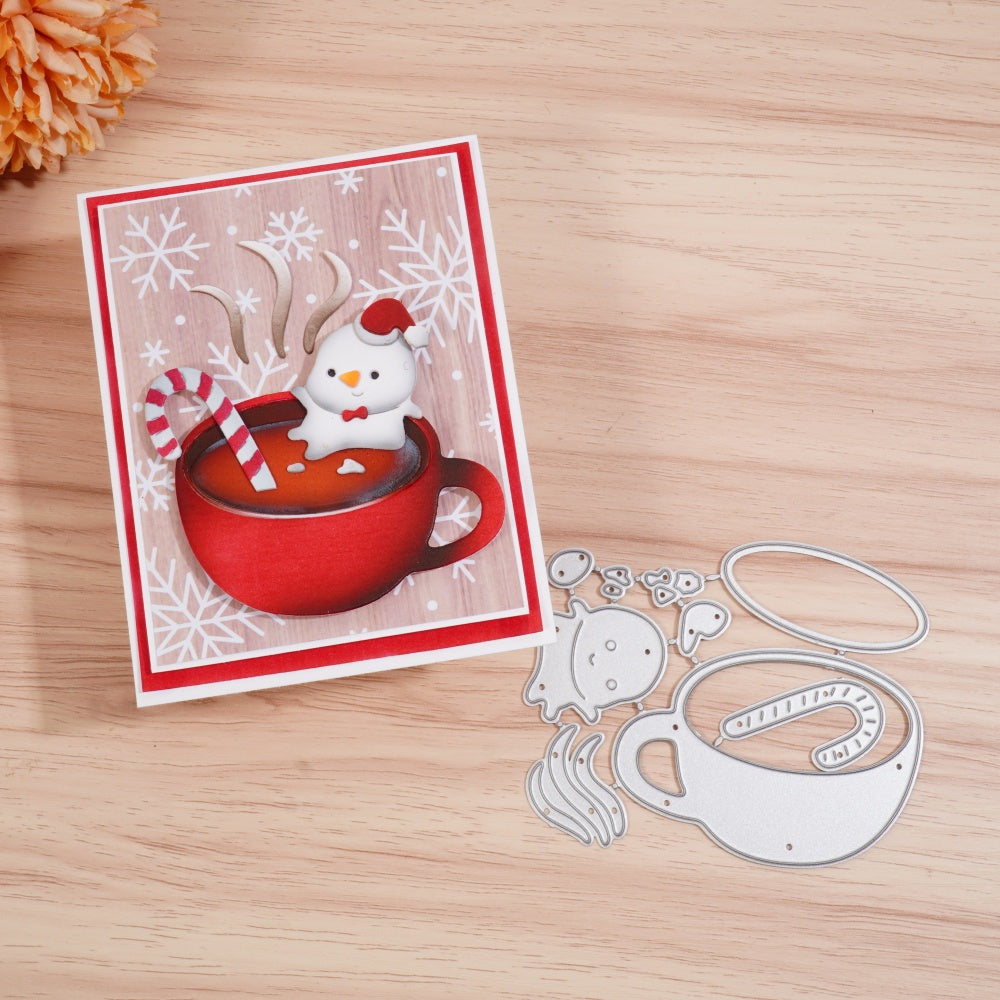 Kokorosa Metal Cutting Dies with Melting Snowman in the Hot Tea Cup