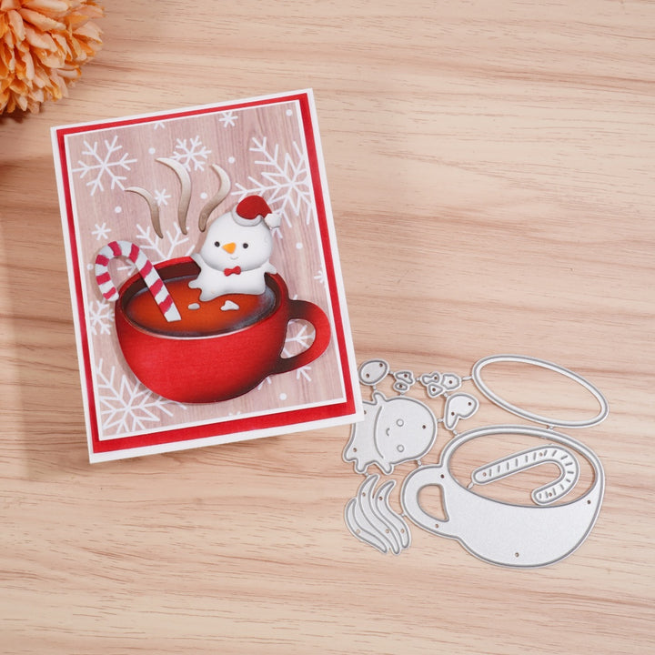 Kokorosa Metal Cutting Dies with Melting Snowman in the Hot Tea Cup