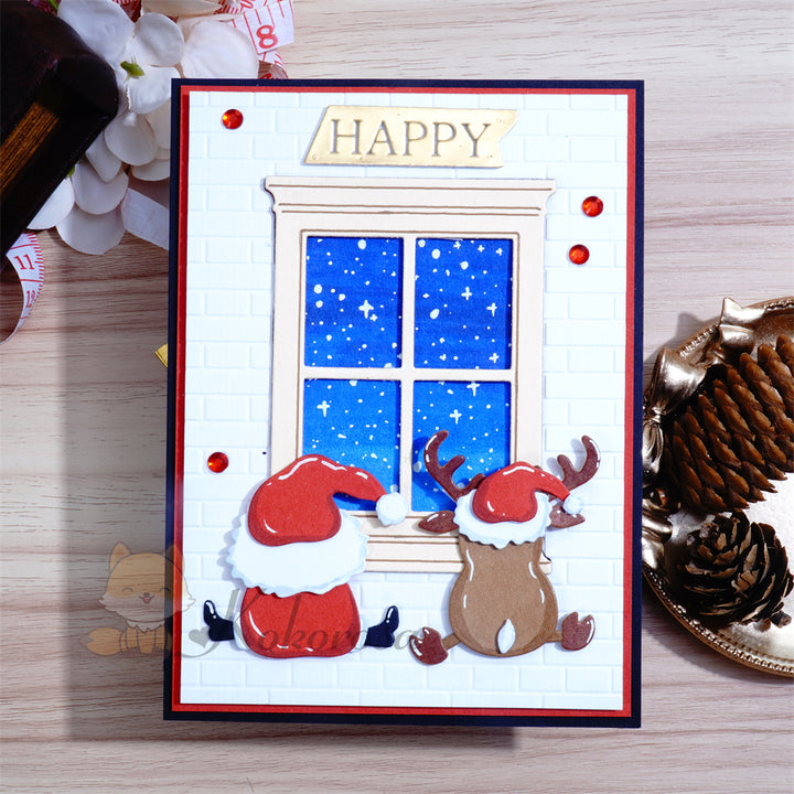 Kokorosa Metal Cutting Dies with Elk and Santa Claus in front of Window