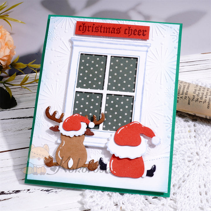 Kokorosa Metal Cutting Dies with Elk and Santa Claus in front of Window