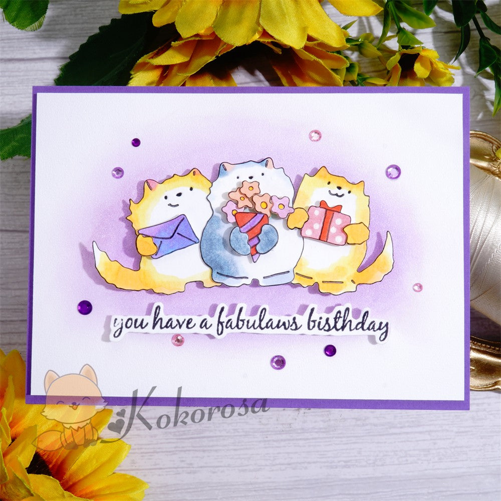 Kokorosa Metal Cutting Dies with 3 Birthday Cats