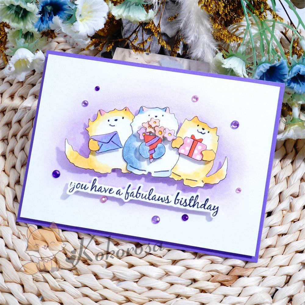 Kokorosa Metal Cutting Dies with 3 Birthday Cats