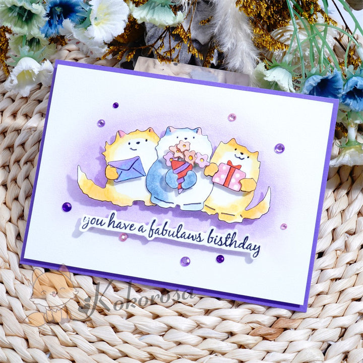 Kokorosa Metal Cutting Dies with 3 Birthday Cats