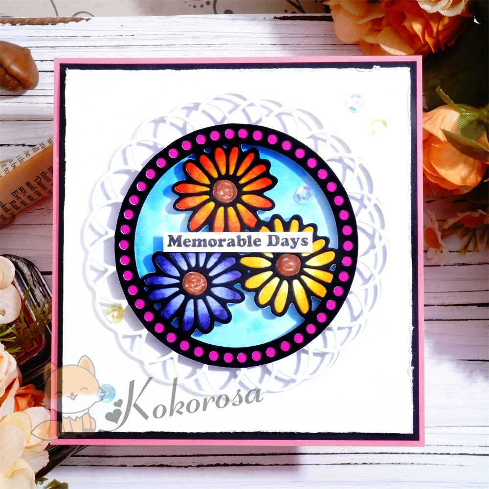Kokorosa Metal Cutting Dies with 3 Sunflowers Round Frame Board