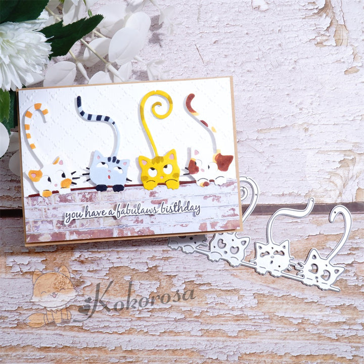 Kokorosa Metal Cutting Dies with 4 Funny Cats