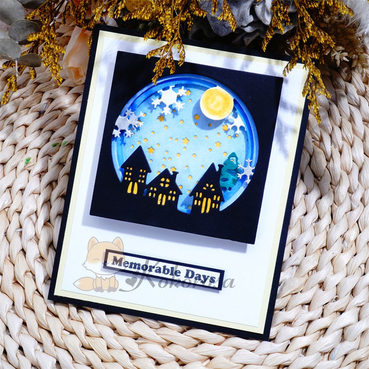 Kokorosa Metal Cutting Dies with 4Pcs Layered Snowscape Village