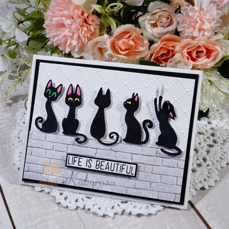Kokorosa Metal Cutting Dies with 5 Cute Cats