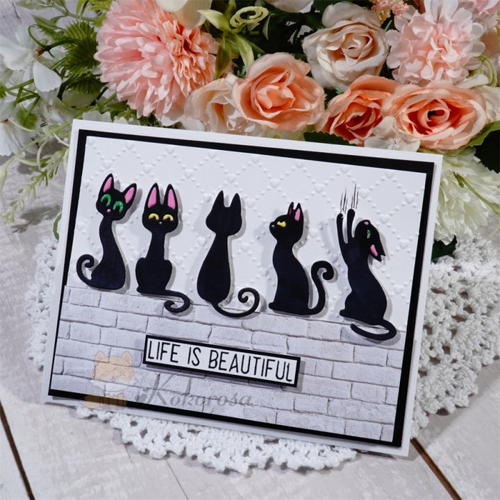 Kokorosa Metal Cutting Dies with 5 Cute Cats