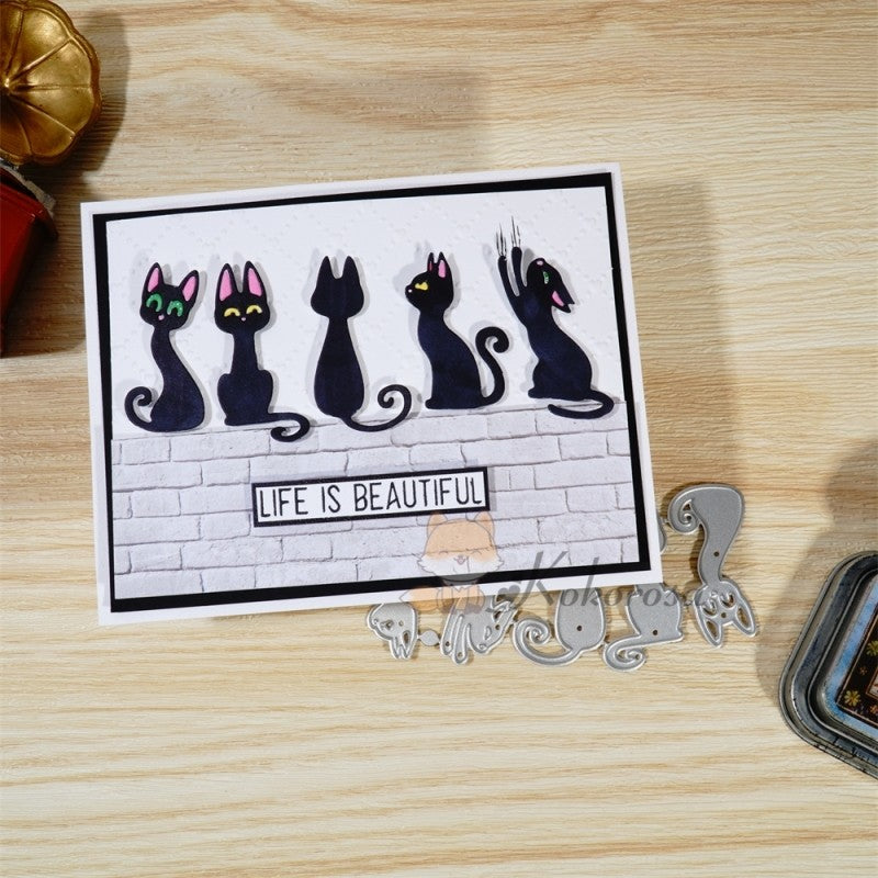 Kokorosa Metal Cutting Dies with 5 Cute Cats