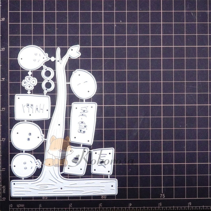 Kokorosa Metal Cutting Dies with Birds on Tree Holding "HAPPY BIRD-DAY TO YOU"