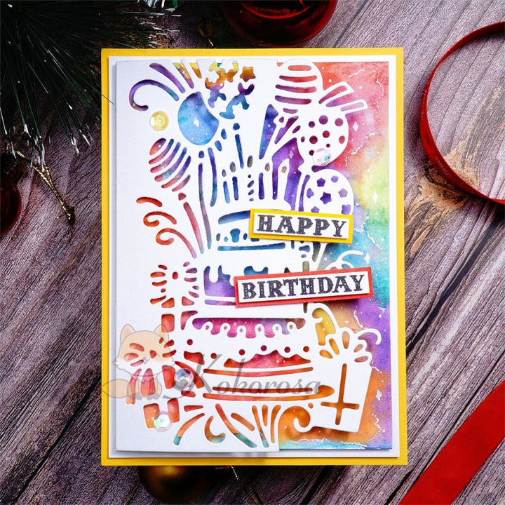 Kokorosa Metal Cutting Dies with Birthday Cake Border