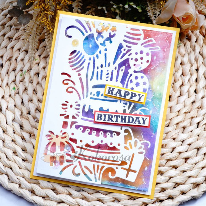 Kokorosa Metal Cutting Dies with Birthday Cake Border
