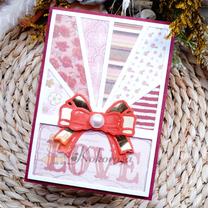 Kokorosa Metal Cutting Dies with Bow Tie & Lines Background Board