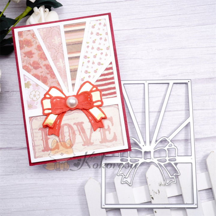 Kokorosa Metal Cutting Dies with Bow Tie & Lines Background Board