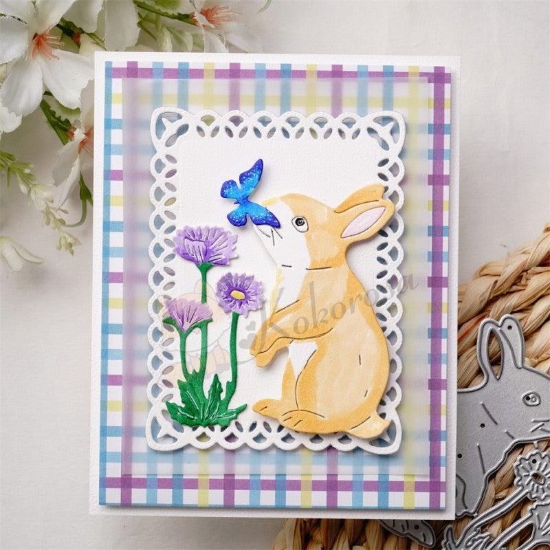 Kokorosa Metal Cutting Dies with Bunny Smelling Flowers