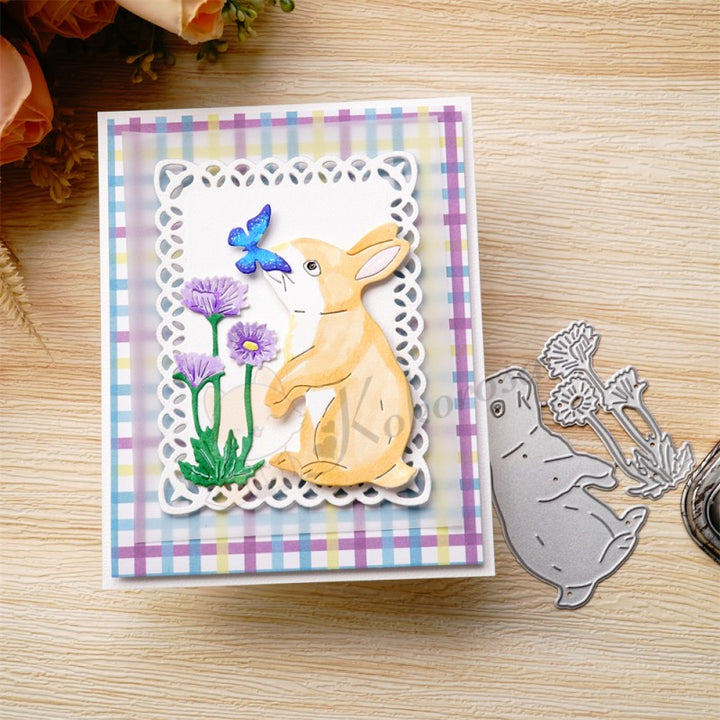 Kokorosa Metal Cutting Dies with Bunny Smelling Flowers