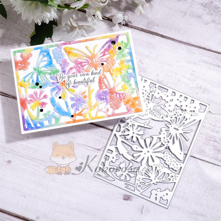 Kokorosa Metal Cutting Dies with Butterflies & Flowers Background Board
