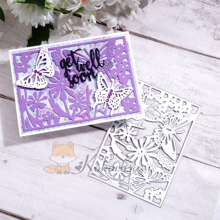 Kokorosa Metal Cutting Dies with Butterflies & Flowers Background Board