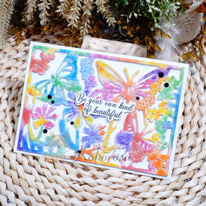 Kokorosa Metal Cutting Dies with Butterflies & Flowers Background Board
