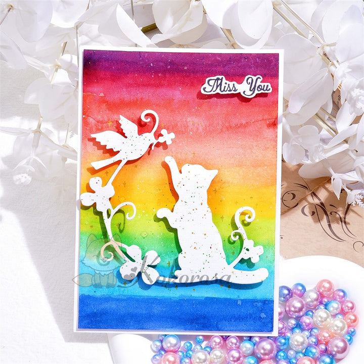 Kokorosa Metal Cutting Dies with Cat Play with Bird Shadow