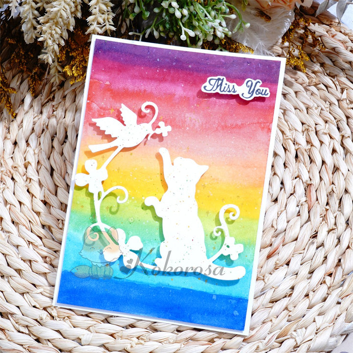 Kokorosa Metal Cutting Dies with Cat Play with Bird Shadow