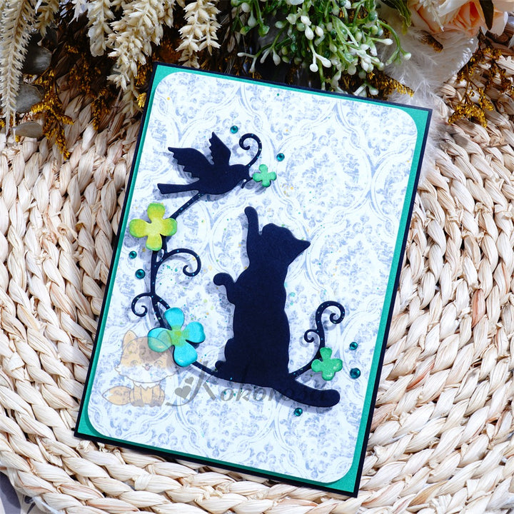 Kokorosa Metal Cutting Dies with Cat Play with Bird Shadow