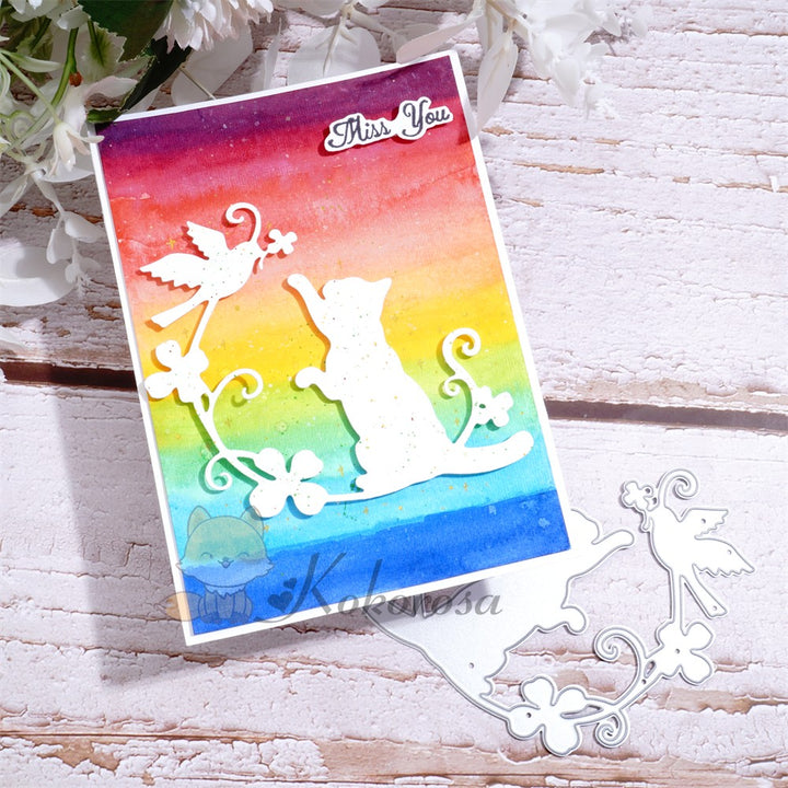 Kokorosa Metal Cutting Dies with Cat Play with Bird Shadow