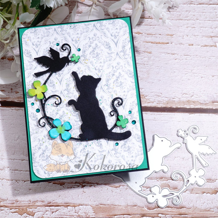 Kokorosa Metal Cutting Dies with Cat Play with Bird Shadow