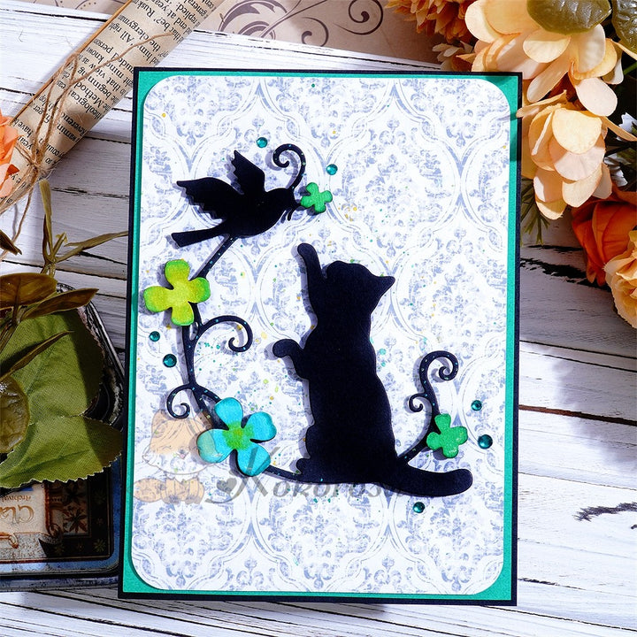 Kokorosa Metal Cutting Dies with Cat Play with Bird Shadow