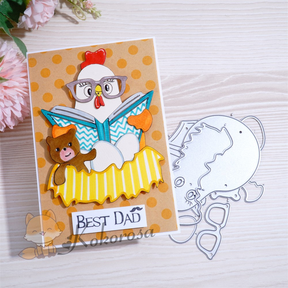 Kokorosa Metal Cutting Dies with Chicken & Bear Reading Book