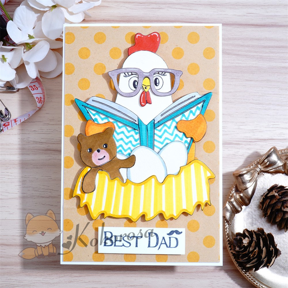 Kokorosa Metal Cutting Dies with Chicken & Bear Reading Book