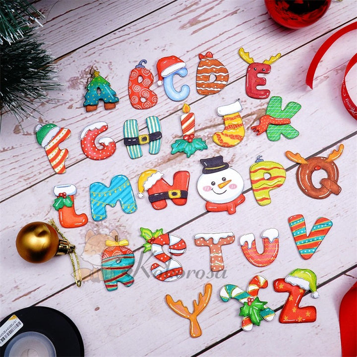 Kokorosa Metal Cutting Dies with Christmas Theme 26 Alphabets