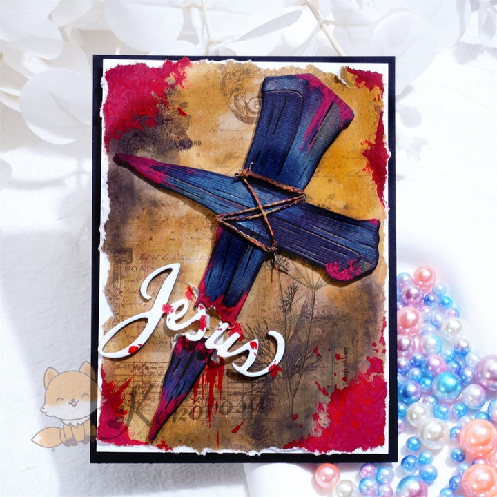 Kokorosa Metal Cutting Dies with Cross & "Jesus" Word