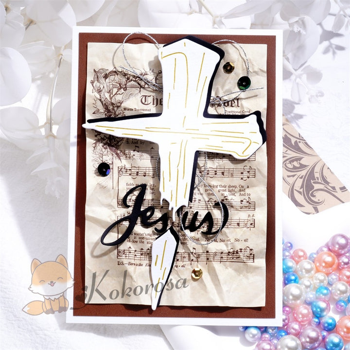 Kokorosa Metal Cutting Dies with Cross & "Jesus" Word