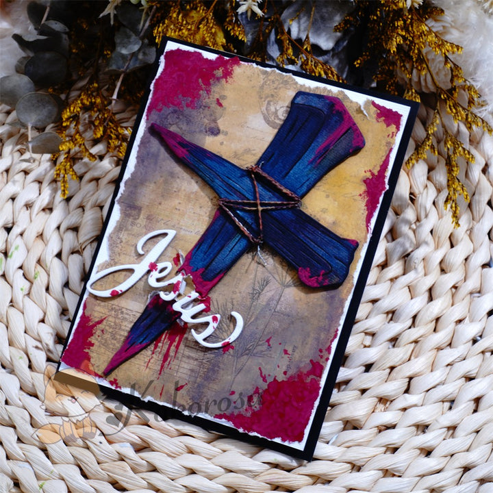 Kokorosa Metal Cutting Dies with Cross & "Jesus" Word