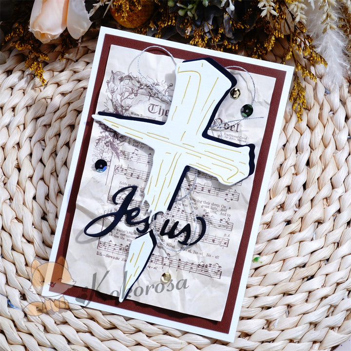 Kokorosa Metal Cutting Dies with Cross & "Jesus" Word