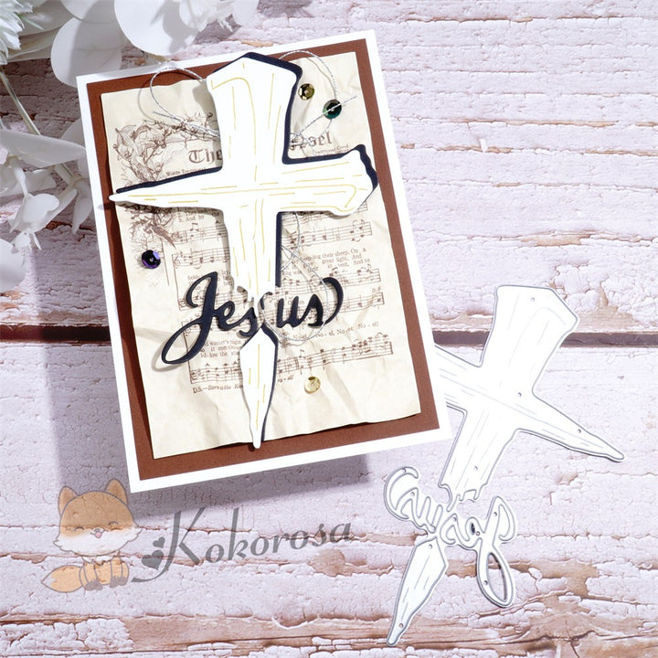 Kokorosa Metal Cutting Dies with Cross & "Jesus" Word