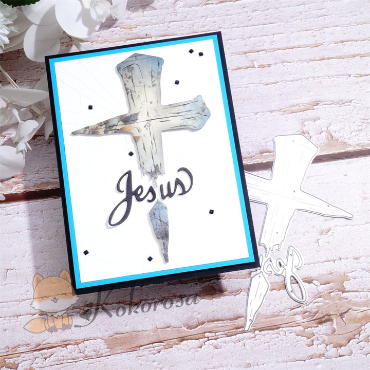 Kokorosa Metal Cutting Dies with Cross & "Jesus" Word