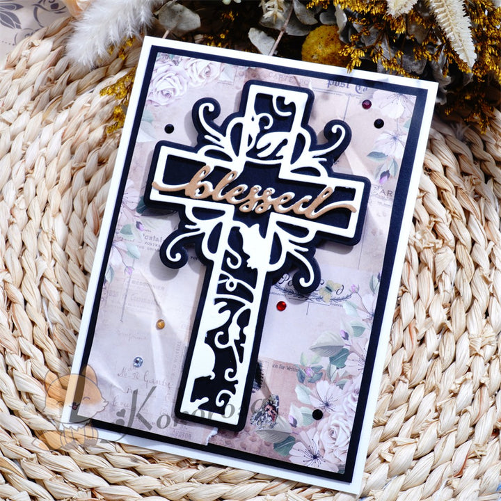 Kokorosa Metal Cutting Dies with Cross & "blessed" Word
