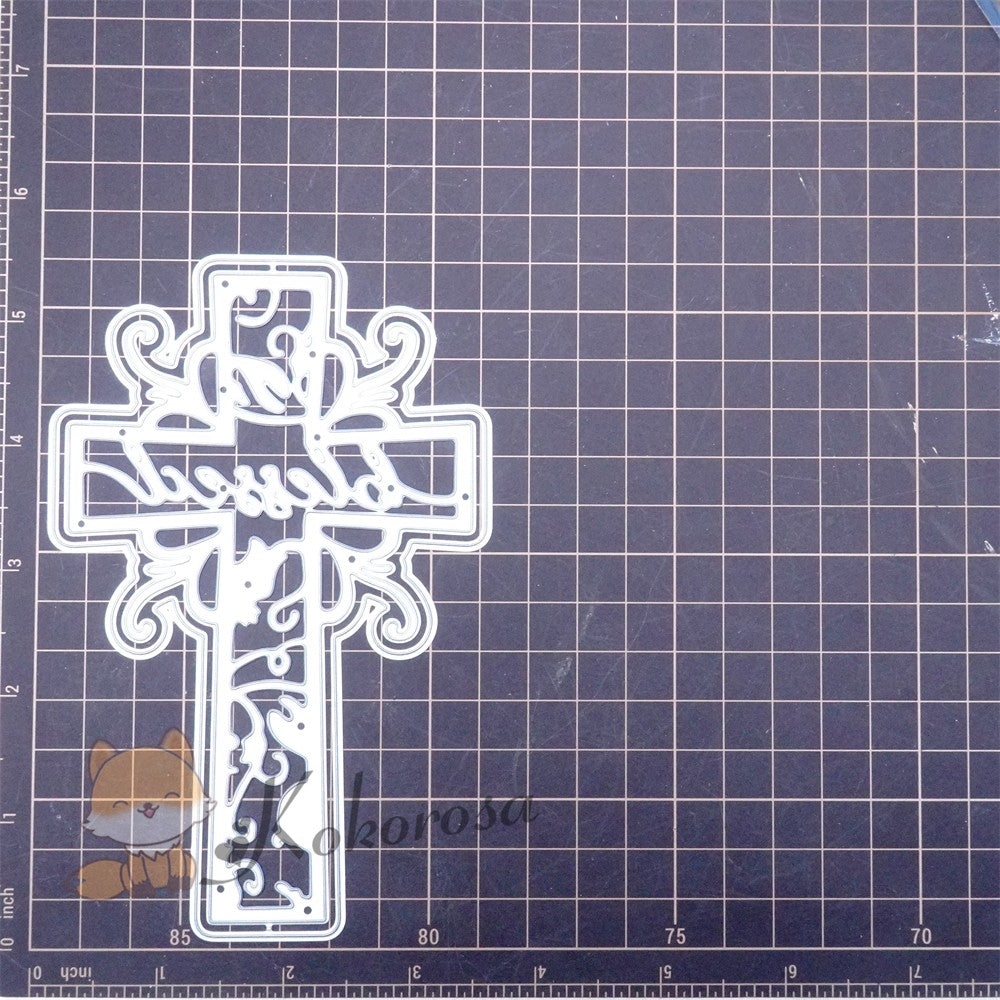 Kokorosa Metal Cutting Dies with Cross & "blessed" Word