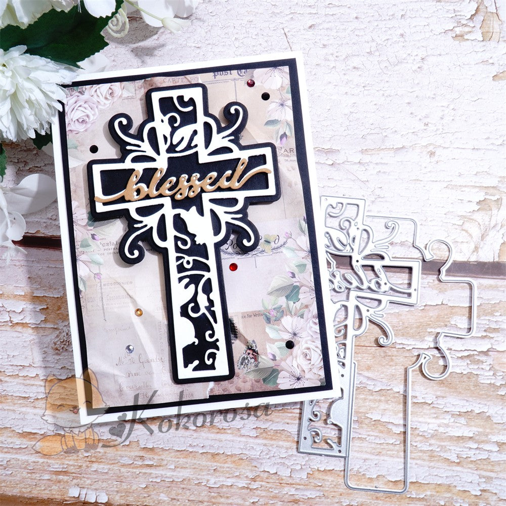 Kokorosa Metal Cutting Dies with Cross & "blessed" Word