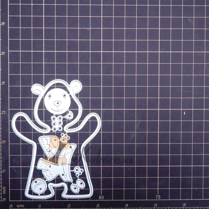 Kokorosa Metal Cutting Dies with Cute Bear Wearing Scarf