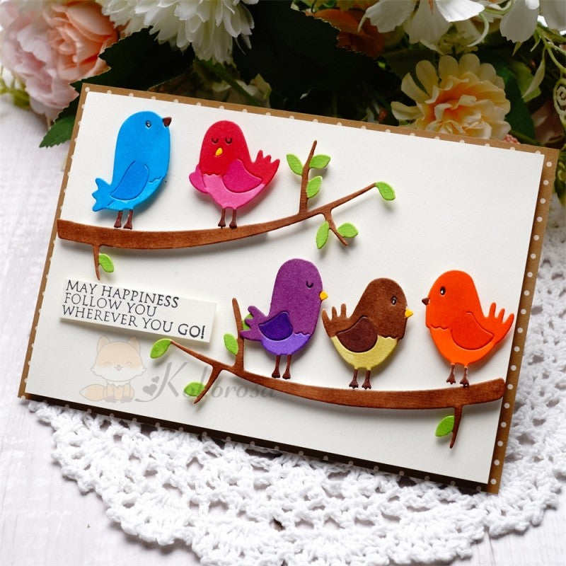 Kokorosa Metal Cutting Dies with Cute Birds on Branch