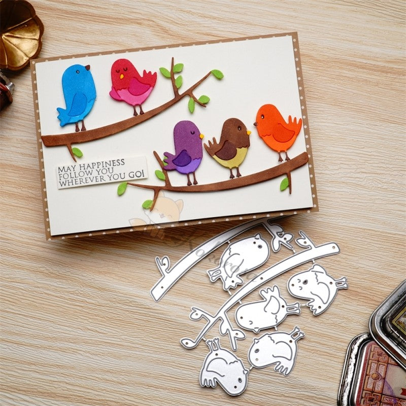 Kokorosa Metal Cutting Dies with Cute Birds on Branch