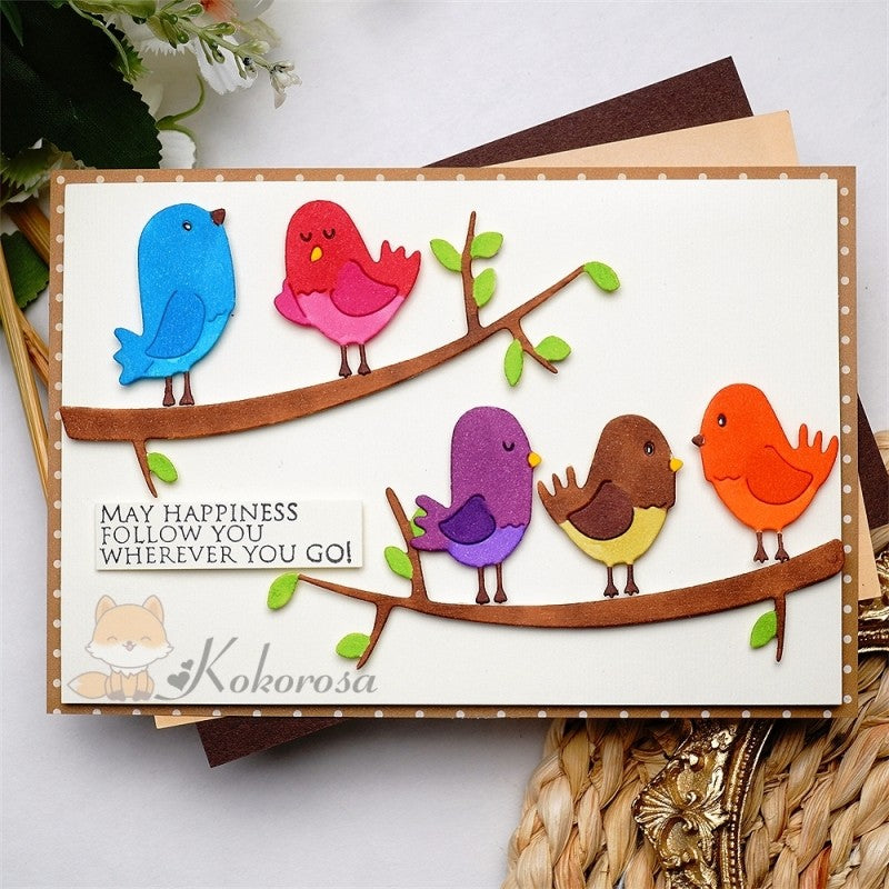 Kokorosa Metal Cutting Dies with Cute Birds on Branch