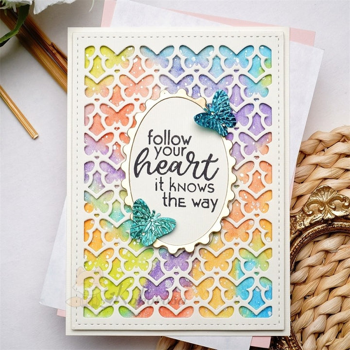 Kokorosa Metal Cutting Dies with Cute Butterfly Pattern Background Board