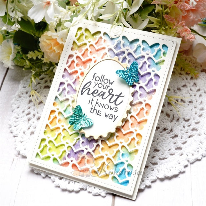 Kokorosa Metal Cutting Dies with Cute Butterfly Pattern Background Board